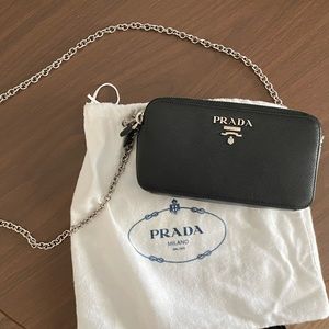 PRADA Double Zip Leather Crossbody